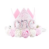 バースデークラウン　可愛い プリンセスクラウン ハーフバースデー ハッピーバースデイー　半歳　1歳 一歳半　二歳　三歳 シール付け　綺麗小さい王女　100日祝い　出産の祝い ゴムバンド　誕生日のプレゼ