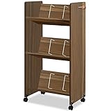 ottostyle.jp ファイルラック 3段 【ウォールナット】 A4 デスク周りをスッキリ整頓 ファイルワゴン キャスター付き ファイル収納