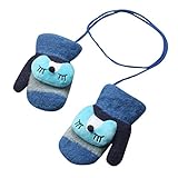 Goenn かわいい 子供用 ニット グローブ 5本指 ガールズ マジックグローブ 女の子 男の子 キッズ 通学 保温 防寒 防寒対策 1-5歳に適用 (ブルー)