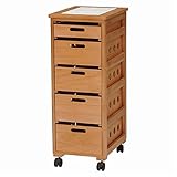 ストッカー ( キッチンワゴン キッチン収納 ) 幅30cm スリム 木製 キャスター付き タイル天板 ( ナチュラル ) MUD-6782NA