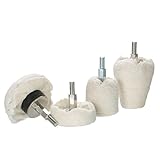 KKmoon 4点セット ポリッシャー用 電動ドリル用 研磨パッド 研磨ヘッド モップホイール 円錐/円柱/キノコ/ T型 軸付き 金属 ジュエリー ウッド プラスチック セラミック ガラス適用 洗車