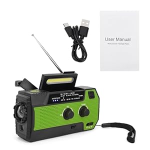 Weytoll ハンドクランク緊急ラジオ ソーラー&USB充電 SOSアラーム付 AM/FM NOAA 気象警報対応 防災ラジオ