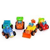 D-Mcark Early Educational Toddler Baby Toy Push and Go Friction Powered Car Toys Sets of 4 Tractor B
