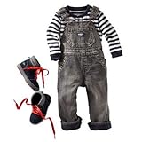 (オシュコシュ)OSH KOSH フリース裏地ブラックデニム　オーバーオール 【並行輸入品】 (6M/65cm)