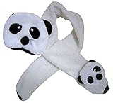 Plus Nao(プラスナオ) 子供用 帽子＆マフラー 2点セット セットアップ パンダデザイン ボア帽子 キッズ ジュニア 女の子 男の子 冬帽子 - ホワイト