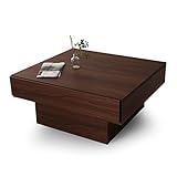 テーブル センターテーブル オープン収納 引き出し収納付き 国産 完成品 木目 ウォルナット