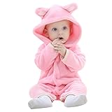 (コ-ランド) Co-land ベビー ロンパース 動物 着ぐるみ クマ コスチューム あったか パジャマ 女の子 男の子 カバーオール 出産祝い ピンク 90