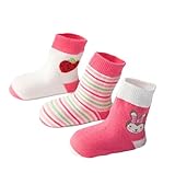 ベビー靴下　赤ちゃんのソックス　可愛い夏のソックス　3足セット　綿製柔らかい靴下　ソックス新生児　男女兼用4色　0－3歳 (S(0-1歳), ピンク(薄い))