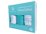 3 x Organic Cotton - Baby Swaddle Blankets - By Willow Beans - by Willow Beans