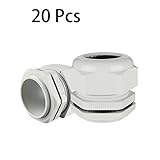 uxcell ケーブルグランド ナイロン製ホワイト IP68 TRS 32mm-38mmワイヤ径 20個入り