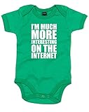 (インターネットの私の方が魅力的。) I'm Much More Interesting On The Internet, プリント　ベビースーツ - グリーン/白 12-18 ヶ月