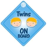 Twins Boys On Board Car Sign New Baby / Child Gift / Present / Baby Shower Surprise by mybabyonboard