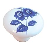 Ultra Hardware Lawn & Garden 41627 1.5" Mushroom Knob Finish: Porcelain with Blue Wildflower [並行輸入品]