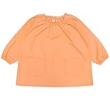 よつば洋品店オリジナル 長袖無地スモック (120/オレンジ) 【QO-YY268】