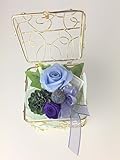 9月生まれの誕生石サファイア色の贈り物　♪バースデイローズ　♪　ワイヤーBOX　（プリザーブドフラワー）