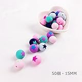 Mamimami Home シリコーン製 スター 円形ビーズ 噛み噛み 15MM DIY 授乳ネックレス 赤ちゃん　おしゃぶりチェーン 色彩訓練 知育玩具 おしゃれ噛のビーズ 6色混合色 50個「BP