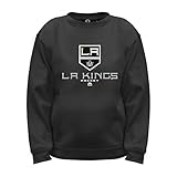 NHL Los Angeles Kings長袖フリースクルーネックトップ、XL、ブラック