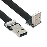 xiwai 0.2M ダウンアングル USB 2.0 Type-A オス - Type-A オス データ フラット スリム FPC ケーブル 90度 FPV & ディスク & スキャナー & プリンター用