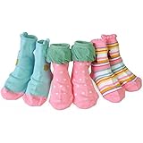 ［キロフライ］kiloflyベビー幼児ガールズノスキッドソフトコットンソックスバリューパック、3ペア、12から24ヶ月