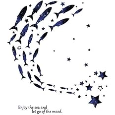 Amazon Co Jp ウォールステッカー 魚 動物 宇宙 壁紙 子供部屋 おしゃれ ステッカー シール 子供 海 かわいい 男の子 女の子 イルカ 惑星 星 窓 青い 夏 海の中 ブルー お風呂 鯨 癒し系 星座 神秘的 ウオールステッカー 雲 浴室 バスルーム