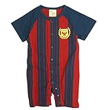 ベビー カバーオール 男の子 サッカー ユニフォーム 半袖 ロンパース ミニオール 赤ちゃん レッド 60cm