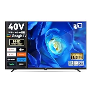 FPD 40インチ Google TV Wチューナー内蔵 フルHD 1080P HDR10 Dolby Audio Google Cast対応液晶テレビ
