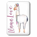 3dローズAnne Marie Baugh – 引用 – キュート水彩Llama With The Words Llama Love – 照明スイッチカバー – シングルトグルスイッチ( LSP _ 