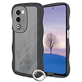 OPPO A5 5G ケース クリアブラック ウェーブ TPU波状のバンパー 半透明 スマホケース かわいい うねうね オッポ A5-5G ウェーブ デザイン 可愛い 韓国 女性用 薄型 人気 おしゃれ 耐衝撃 ストラップホール付き(ブラック)