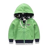 PANCY 子供服 秋冬 防寒コート キッズ スウェットパーカー フード付き トレーナー フーディ 長袖 厚手 男の子 刺繍(グリーン,100cm)