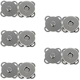 マグネットボタン 5組セット 14mm/18mm 磁気ボタン 縫い付け式 留め具 DIY 手芸用品 (グレー, 14mm)