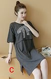 『Vision』マタニティウェア 服 　春夏秋 　 マタニティ 半袖　 ワンピース 妊婦服 授乳口付き　 P075 (L, C)