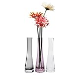 T4U 21.5cm 花瓶 ミニ花器 ガラス製 透明グレー 3色セット