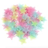 暗闇の赤ん坊の子供のベッドルームデカール星家の装飾の 1 100 PC DIY カラフルな壁ステッカー発光星ステッカー蛍光灯グローの設定