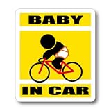わーるどくらふと BABY IN CAR 自転車 ロードバイク ロードレーサーバージョン ステッカー （きいろ）