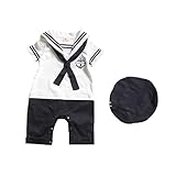 Hooyi 男の子の海軍のジャンプスーツの衣装の幼児コスチューム水兵服スーツ全体 (白い, 80)