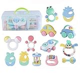 歯の教育用おもちゃを噛んでTeetherハンドベルのおもちゃ新生児のギフトセット赤ちゃん、12個ボトル内