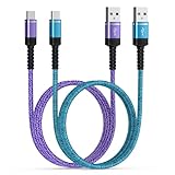 ANNIBER USB Type C ケーブル 3A急速充電 iphone16 携帯充電ケーブル QC3.0/2.0対応 【0.9m+1.8m/2本セット】ナイロン編み 充電コード タイプc 高速データ転送 アンドロイド タイプc 充電器ケーブル iPhone15/Galaxy A54/Google Pixel/Xperia 10IV Reno 9A AQUOS MotoなどUSB-C機器対応