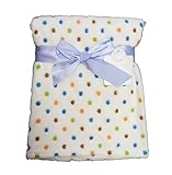 Supersoft Superior Quality Luxurious White Multi Blue Spotty Design Pram/Crib Blanket by KATIES PLAY