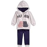 Tommy Hilfiger(トミーヒルフィガー) HILFIGERロゴ星条旗ポケットパーカー＆パンツセット 6-9m(6-9ヶ月) [並行輸入品]