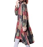 Galette des Rois（ガレット デ ロワ）d01 レディース ワンピース 長袖 チュニック チェック ハイネック ひざ丈 aライン カジュアル プルオーバー ロング d01 (05XL, 