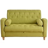 タンスのゲン 2人掛け ソファ ファブリック 収納 クッション2個付き グリーン 21070011 GR