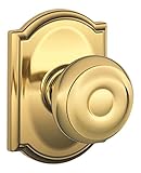 Schlageロック会社f10geo505cam Lifetime Polished真鍮ノブセットSchlage f10-geo-cam Passage Georgianドア