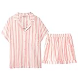 ALUP- 春と夏韓国のパジャマピンクのかわいい縞模様の短い袖の女の子の家事 ( 色 : ピンク ぴんく , サイズ さいず : Xl xl )