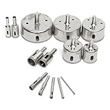 MOHOO ホールソー ダイヤモンド コアビット ガラス タイル 石板 穴あけ ドリル 工具 (3-70mm 14本セット)