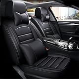 車 シートカバー と互換性のある トヨタ アルファード ヴェルファイア 30系対応する 車 クッション カーシートカバー 5席 通年対応 立体フルカバー レザー素材 取り付け簡単 耐久性 日常(黒枕付き,トヨタ アルファード ヴェルファイア 30系)
