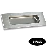 長方形フラットプレートFlush Recessedスライドポケットドアハンドル120 mm * 40 mm（4.8 CM * 1.6 CM ) 5 Pack HM007SSMH-5Pack