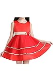 (アイビードレシング) Ivydressing 子供ドレス パーティードレス ウェディング フラワーガールドレス ジュニアドレス 3色 結婚式 披露宴 発表会 演奏会 ガールズ ショート-110-レッ