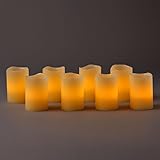 LED Flickerin Votiveフレイムレスキャンドル、8のセット、ウォームホワイト、グローMeltedエッジ、電池とリモート含まれ LC003170
