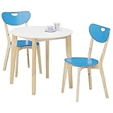 ダイニングセット 3点【ラウンドダイニングテーブル(ホワイト天板)幅80cm＆チェア2点(ブルー)セット】 木製 【COPAIN】コパン【代引不可】 生活用品 インテリア 雑貨 インテリア 家具 テーブル ダイニングテーブル ダイニングセッ