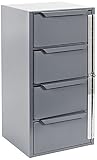 Durham 610-95 Gray Welded Steel Cabinet, 12-5/8" Width x 24-1/2" Height x 12-1/8" Depth, 4 Drawers [
